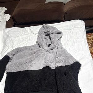 SHEIN Gray and Black Cowl Neck Sweater